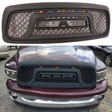 Front Grille For 2002-05 Dodge Ram 1500 Mesh Grill W/Letters W/3LEDs Matte Black picture