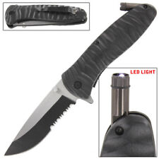 Emergency Code Black Folding Knife with LED Flashlight - Assisted Pocket Blade picture