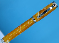 Shakespeare Polished Stainless Steel Rollerball Pen Tangerine Italian Lucite Bod picture