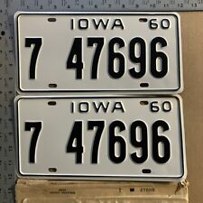 1960 Iowa license plate pair 7-47696 YOM DMV Black Hawk SHOW CAR PERFECT 9232 picture