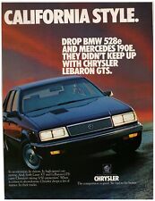 1986 Chrysler LeBaron GTS Print Ad, California Style 80's Style Sedan Sunset Car picture