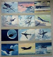 CHARLES HUBBELL 1950 12 pc Set Original Prints - Aviation Art  Military Jets   picture