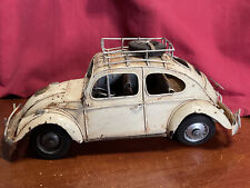 RETRO TIN VOLKSWAGEN BUG WITH ROOF RACK DISTRESS LOOK -HOME DECOR 13”L X6”W X5”H picture