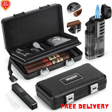 Portable Double Cigar Humidor with Accessories, Holds 5 Cigars (Black) picture