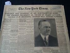 1933 JANUARY 6 NEW YORK TIMES - COOLIDGE DIES SUDDENLY NORTHAMPTON HOME- NT 7221 picture