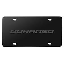 Dodge Durango 3D Dark Gray Logo on Black Stainless Steel License Plate picture