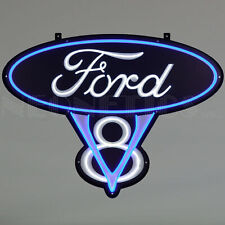 FORD V8 LED FLEX-NEON SIGN IN STEEL CAN picture