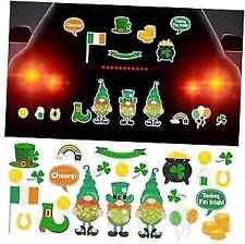  28 Pcs St. Patrick's Day Reflective Car Magnet Set Green Clover Refrigerator  picture