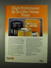 1988 Fram Motorcycle Oil Filter Ad - High Performance picture
