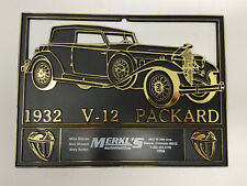 Vintage Advertising Plaque 1932 V-12 Packard Merkl's Automotive Denver CO picture