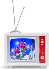 Led White TV with Cardinal Snowfall Musical Box Figurine, 4.75 inch picture