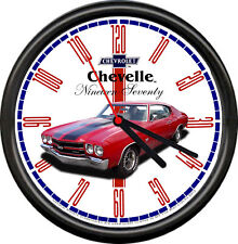 Licensed 1970 Chevelle Red Muscle Car Chevrolet General Motors Sign Wall Clock picture
