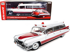 1959 Cadillac Eldorado Ambulance Red and White 1/18 Diecast Model picture