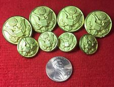 US Military Gold Toned Metal American Eagle Replacement Buttons Lot Of 8 picture