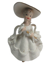 1960’s RUBENS Southern Belle Planter: Girl w/ Parasol & Dove BLONDE HAIR  47417 picture
