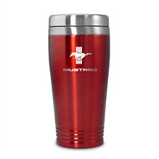 Ford Mustang Tri-Bar Red Stainless Steel Travel Tumbler Coffee Mug picture