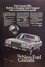 '81 Ford Granada Silver Car 4-Cylinder Quality Economy Vintage Print Ad 1981 picture