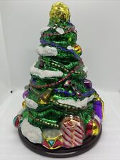 2004 Thomas Pacconi Blown Glass Christmas Snowy Tree With Gifts 10