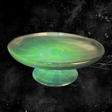 VTG Hazel Atlas Glass Footed Plate Dish Amethyst Manganese 365nm Green UV Glow picture
