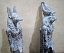 2x Egyptian Antique God Anubis of afterlife+ HORUS Falcon Statue Granite Stone picture