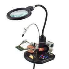 Heavy Duty Helping Hand Magnifier Station 2.5X 4X LED Light Hands Free Magnifyin picture