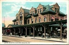 Vtg 1916 Postcard- Lehigh Valley RR Railroad Station Hazelton Pennsylvania PA picture