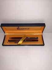 WATERMAN Ideal Slim Fountain 18k NIB & Ballpoint   pen set Burled Walnut Rare picture