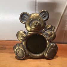 VTG.Brass Teddy Bear Picture Frame ,Hallmark ,Small Tabletop, 5”W.,5.25”H,7 Oz picture