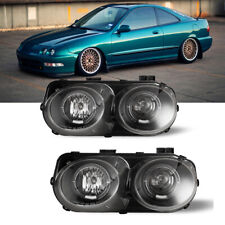 Projector Headlights For 1998-2001 Acura Integra Black Clear Lens Dual HeadLamps picture