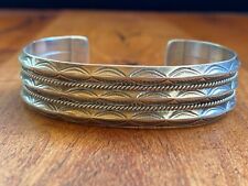 Vintage Navajo Native American Sterling Bracelet 3 Rows Carinated picture