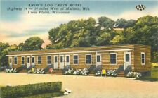 Cross Plains Wisconsin Andy's Log Cabin Motel roadside Fagan Postcard 22-751 picture