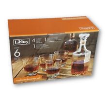 6-PC LIBBEY MADISION WHISKEY SET WITH GLASS DECANTER & 12 OZ WHISKY GLASSES NEW picture