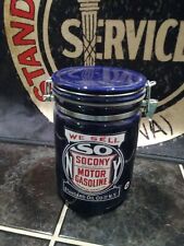 STANDARD OIL SOCONY MOTOR GASOLINE PORCELAIN 1 QT. CONTAINER S.O. NEW YORK picture
