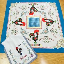 Square Cotton  Portuguese Roster Red Black Linen Tablecloth & Bag picture