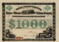 Toledo and Wabash Railway Co. - 1862 dated $1,000 Railroad Bond - Railroad Bonds picture