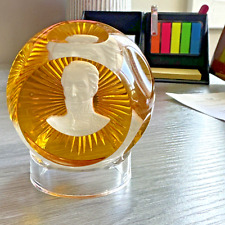 RARE Simon Bolivar 1977 Baccarat Franklin Mint Crystal Paper Weight picture