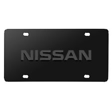 Nissan Name 3D Dark Gray Logo on Black Stainless Steel License Plate picture