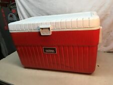Vintage Mid Century Thermos Red Plastic 24in  Cooler Camping Tailgate Cooler picture