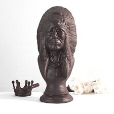 Cigar Store Indian Bust in Bronze Painted for Aficionados picture