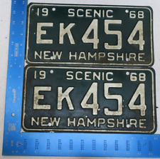 New Hampshire LIcense Plate 1968 Pair Set Chevy Corvette Camaro Engine 454 EK454 picture