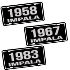 Compatible w Impala Muscle Car 1958 - 2019 Black Silver Aluminum License Plate picture