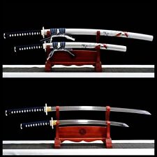2Pcs Set Clay Tempered T10 Steel Katana+Wakizashi Japanese Samurai Sword Sharp picture