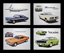 4 OLD BARRACUDA PLYMOUTH DEALER AD POSTERS 1971 1970 AAR 440 440+6 426 HEMI CUDA picture