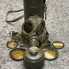 Vtg Army WWII German GM54 Gas Mask Canister Filter Lenses Auer Bundeswehr Green picture
