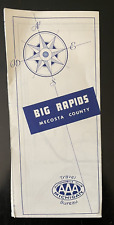 Vtg 60s 1968 BIG RAPIDS MECOSTA COUNTY AAA Auto Club Michigan Road Map Blue picture