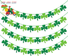 St Patricks Day Decorations, 4Pcs Shamrock Clover Felt Garland Banner - NO DIY - picture