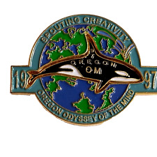 1997 Oregon OM OOTM 2PC Pin Odyssey of the Mind Orca Scouting Creativity picture