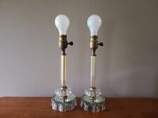Pair Vintage Art Deco Glass & Mirror Nightstand Boudoir Lamps picture