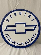 Genuine Chevrolet Metal Round blue & White Sign 12