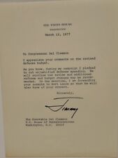 Jimmy Carter Signed White House Letter 1977 To Congressman Del Clawson Autograph picture